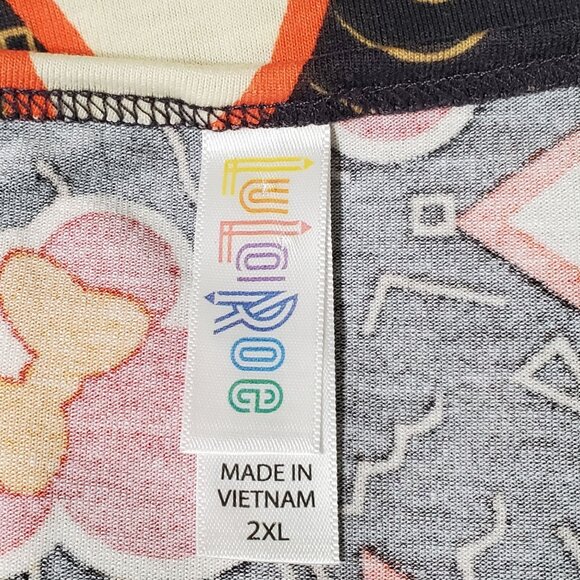 LuLaRoe Disney 2XL Tunic Top Minnie Mouse Geometric Print 90s Vibes Boho Scoop - Picture 7 of 8